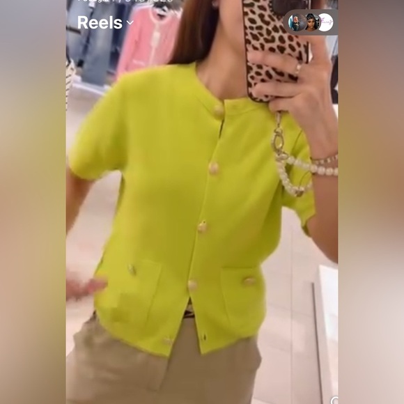 🔥🔥Zara Lime Green Short Sleeve Cardigan - Picture 2 of 7